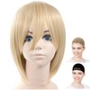 CaseEden 6006 Premium Cosplay Wig, Smooth, Short Hair, Blonde, Light
