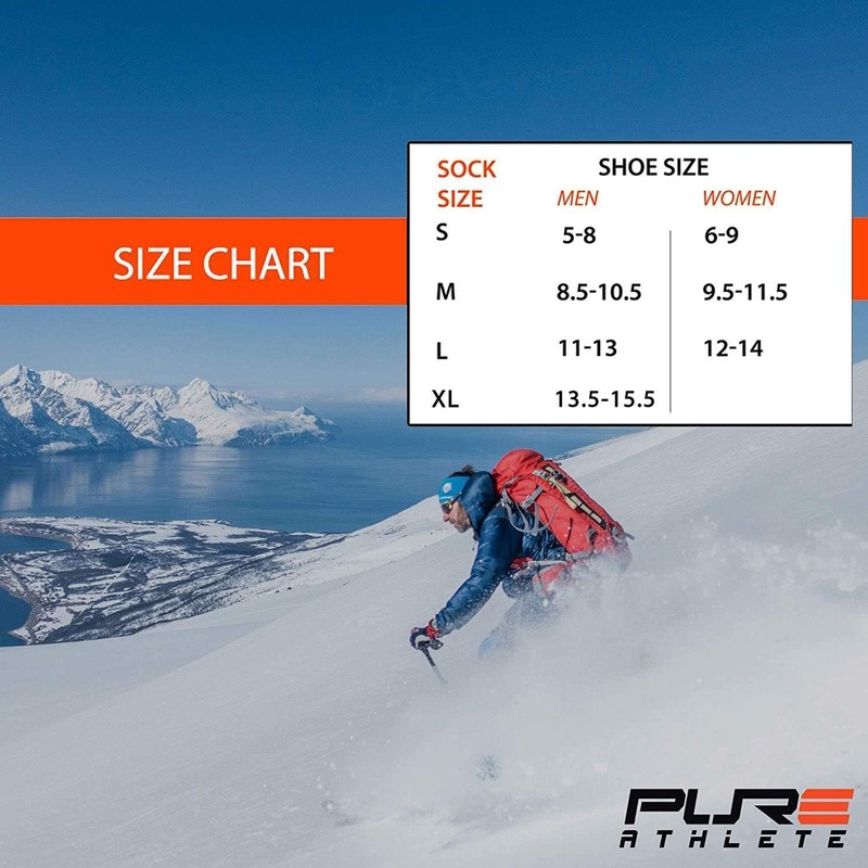 Pure Athlete High Performance Wool Ski Socks - Thermal Warm