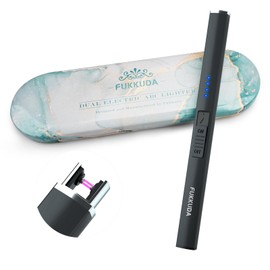 fukkuda FUKKUDA Electric Candle Lighter with Gift Box - USB Rechargeable Windproof & Flameless Plasma Arc Lighter for Candles, Ocean Box Obsidian Black