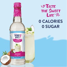 Jordan's Skinny Mixes Sugar Free Syrup, Coconut Flavor, Fruit Flavored Water Enhancer, Drink Mix for Iced Tea, Lemonade, Drinks, Low Calorie Water Flavoring, Dairy & Gluten Free, Kosher, 25.4 Fl Oz