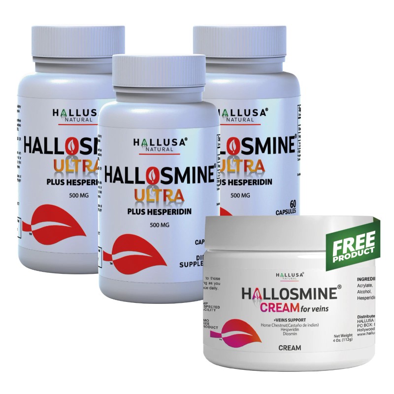Hallosmine ULTRA Diosmin Hesperidin + FREE Cream Veins 4 oz