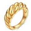 18K Gold Plated Croissant Ring Chunky Braided Twisted Dome Ring