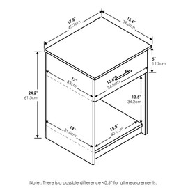 Furinno Tidur Nightstand, French Oak Grey