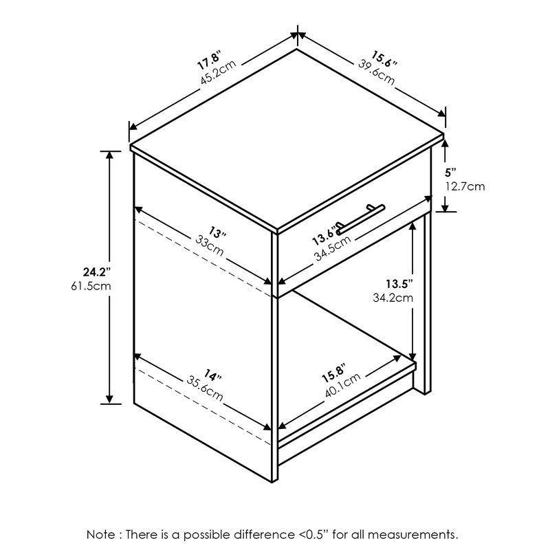 Furinno Tidur Nightstand, French Oak Grey