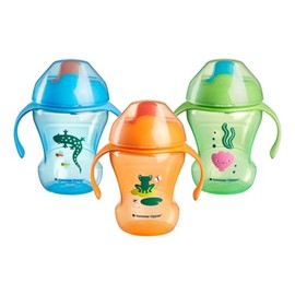 Tommee Tippee 3-Pack Blue, Orange and Green Sippy Trainer Cups for Babies, 6 months+, 7fl oz