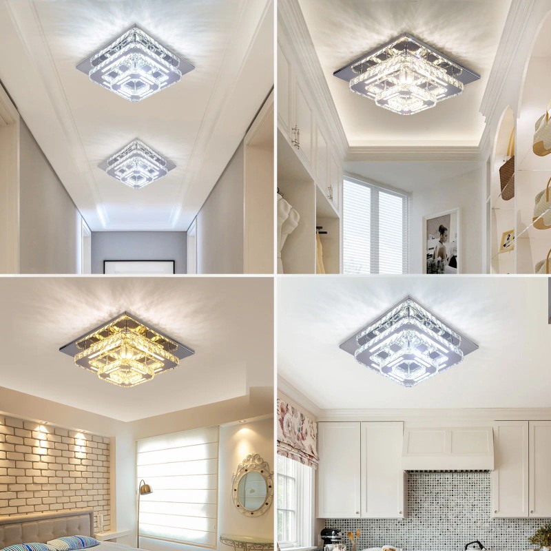 Dimmable Crystal Led Ceiling Light 2 Layers CE Certificate Modern