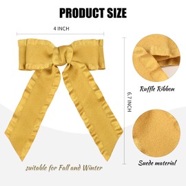 DEEKA Hair Bow Clip, 6PCS 4" Velvet Hair Bows for Girls & Toddlers, Handmade Knot Bows Hair Accessories, Navy, Pink, Yellow, Red, Green, Blue