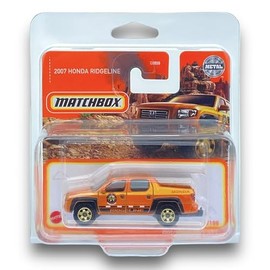 Matchbox 2007 Honda Ridgeline (Orange) - Honda 2023-96/100 (Short Card) - COMES IN A KLAS CAR KEEPER SHORT CARD PROTECTOR CASE - HFT17