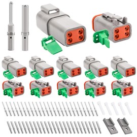 JRready DT Deutsch Connector 4 Pin IP68 Waterproof 6 Kits - ST6430-04-06 Automotive Electrical Wire Connectors with Size 16 Solid Contacts for Car, Boat, Truck, Motorcycle