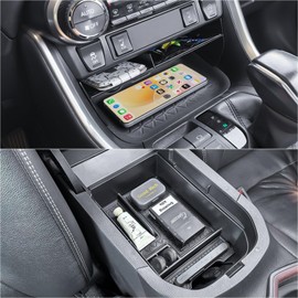 X-TKER Center Console Organizer Tray Compatible with Toyota RAV4 2025 2024 2023 2022 2021 2020 2019 & Prime 2021-2025 Accessories, 2PCS Gear Shift Divider Armrest Storage Box Durable ABS Insert