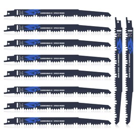 JOEJONI 10-Piece Reciprocating Saw Blades Set, 230mm 5TPI Sabre Saw Blades for Wood Cutting, Reciprocating Tool Accessories Set, Compatible with Bosch Dewalt Makita and many others