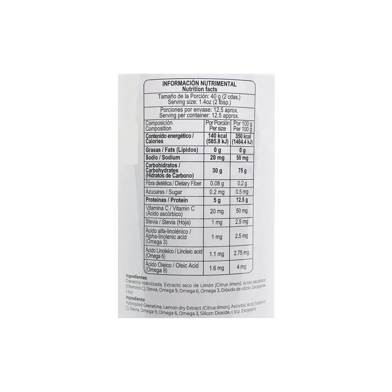 Grenetina Hidrolizada Sabor Limón 100% Natural 500 Grs Prett