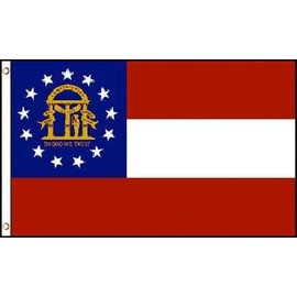 MWS 3x5 Georgia (State) Polyester Flag 3'x5 Super Polyester Nylon Fade Resistant Double Stitched Premium Penant House Banner Grommets