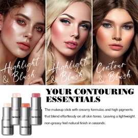 Highlighter Stick for Face & Cheeks – Multiuse for Face & Cheeks, Dewy Glass Skin Balm with Cream-to-Powder Finish | Buildable, Lightweight & Long-Lasting Creamy Radiance (#03 Orange, 1Pc)