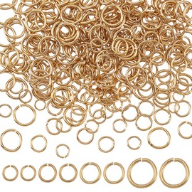 PH PandaHall 400pcs 18K Gold Jump Rings, 4 Sizes Golden Open Jump Rings 4/5/6/8mm Stainless Steel Rings Jewelry Connector Rings Unsoldered O Ring for Bracelets Necklaces Chain Choker DIY Craft Making
