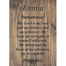 Emma "Industrious" Keepsake Name Meaning Card with Bible Verse