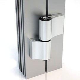 Hahn M90110000 Aluminium Silver Anodised Door 4-at Solid Roll Hinge 2-Piece with Mounting Plate 20/65/15 mm, Achsabstand : 65 mm