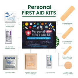 Portable Travel Size First Aid Kit - Perfect for Home, Office, Car, School, Business, Travel, Hiking, College, and Outdoors | Individually Wrapped Medical Kit Products (Outer Space)