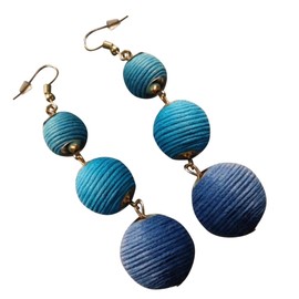 FOMIYES Bohemian Ball Drop Earrings with Thread Design Lightweight Dangle Earrings for Women Beach Gatherings and Special Occasions Blue