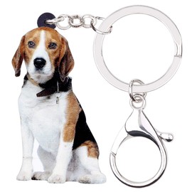 BONSNY Acrylic Cute Dog Keyrings For Women Girl Pet Keychain Key Bag Phone Charm Jewellery Gift (Grey)