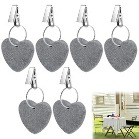 6 Stück Tischdeckenbeschwerer, Herzförmige Stein Tischdeckenklammern, Tischdeckenbeschwerer Mit Clips, Für Familie Party Camping Hochzeit Garten Picknick