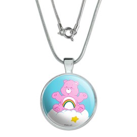 GRAPHICS & MORE Care Bears Cheer Bear 1" Pendant with Sterling Silver Plated Chain