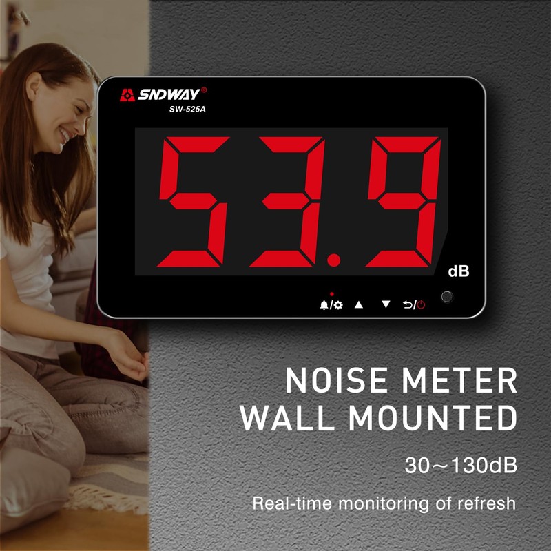 Decibel Meter 30dB-130dB, Wall Mounted Hanging Sound Level Meter for