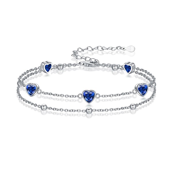 Wildari Birthstone Bracelets for Women 925 Sterling Silver Charm Link