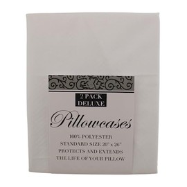 Pillow Cases Standard Size Set of 2 - White Brushed Polyester Pillowcases, Super Soft and Cozy Pillow Case Covers Protectors