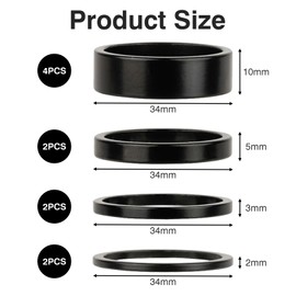 Pack of 10 Spacer Bicycle, Spacer 1 1/8 Inch Aluminium Handlebars, Bicycle Spacer Aluminium Alloy, Bicycle Handlebar Riser, Black, Road Bicycle Handlebar Raiser Spacers, Bike Ahead Spacer Spacer