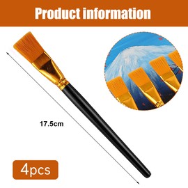 UEKPDM 4 Pack 1 Inch Flat Paint Brushes, Professional Synthetic Nylon Craft Brushes for Acrylic, Watercolor, Gouache, Oil Painting & Art Projects
