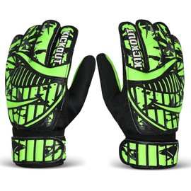 Kickout Premium Goalkeeper Gloves | Funky Goalkeeping Gloves With 3mm Latex For Super Grip & Protection | Adults Kids Boys Glove For Football Goalie (Neon Green, Size 3 suitable for 5-6 Years)