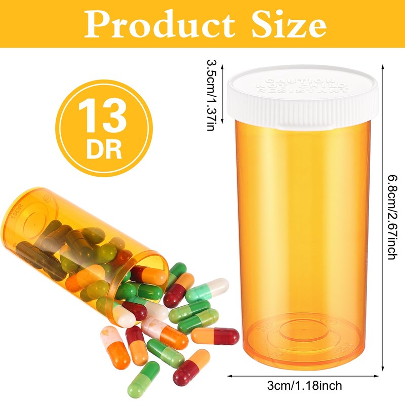 ElevateTech Empty Plastic Pill Bottles with Caps, Small Medicines Bottle