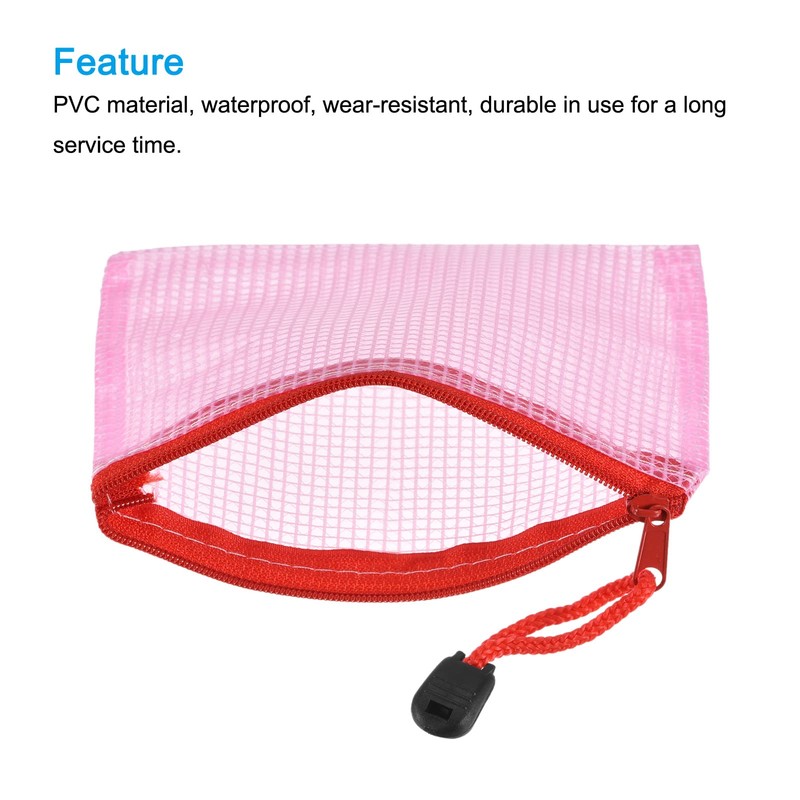 sourcing map Mesh Zipper Bags, B8 Size File Document Pockets