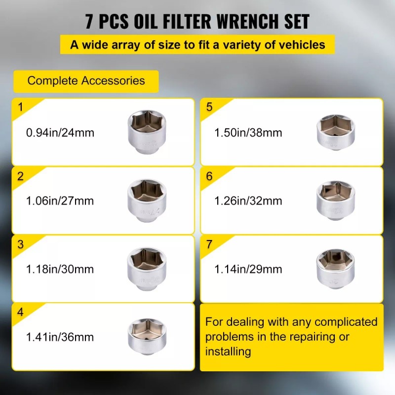 Juego De Llaves Para Filtros De Aceite 7 Pz Zocalos