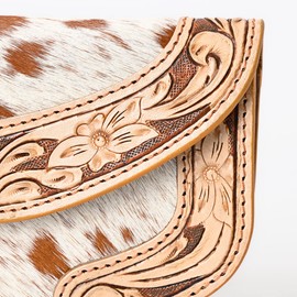 Merbaa Women's Hand Tooled Cowhide Leather Trifold Wallet – Brown Ladies Purse – Premium Leather Wallet for Women
