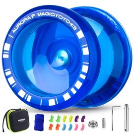 MAGICYOYO Yoyo K3 Aurora-p, Responsive and Unresponsive Yoyo for Kids, Professional Trick Yo Yo for Finger Spin, Dual Purpose Magic Yo-yo for Advanced, with 12 Strings, Bearing Kit, Case (Dark Blue)
