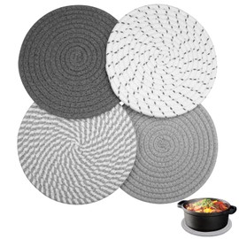 Set of 4 Trivet Coasters, Cotton Thread Weaving Mat, Coasters, Pot Coasters, Absorbent Coasters Made of Cotton, Woven, Insulated Pan Mat
