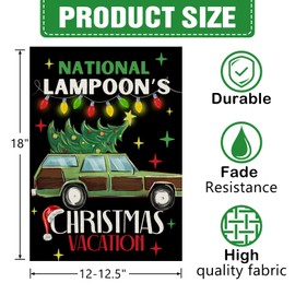 Dyrenson National Lampoon's Christmas Vacation Decorative Garden Flag, Xmas Classic Movie Green Car Tree Yard Outside Home Decorations, Funny Holiday Burlap Outdoor Small Decor Double Sided 12 x 18