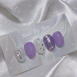 [Handmade Nail Tips] Purple Magic Nails - Square / [수제네일팁] 보라빛요술 네일 - 스퀘어