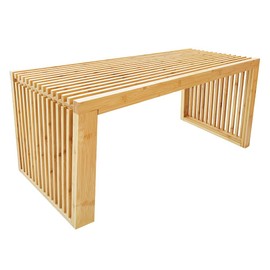 Versatile Wooden Slatted Bench - Sleek Modern Design for Dining, Entryway, Bedroom - Indoor Use with Storage Capability for Home, Kitchen, Bathroom & Beyond (Natural)