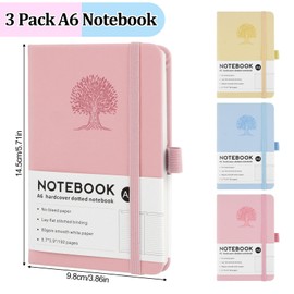 Hopton Hopton Notizbuch A6,3 Stück Notizbücher Set,192 Seiten,80 g/m²,Leder Notizblock Liniert,Notizbüch Klein,Journal Buch,Reisetagebuch,Prägebaum Design (Hellgrün, Hellblau, Helllila)