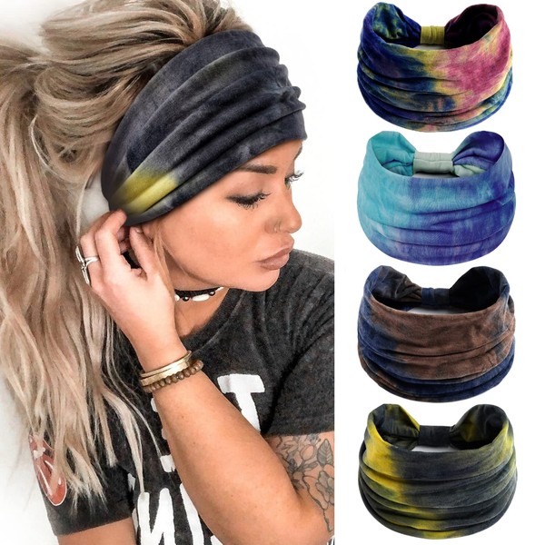 Wide Headbands for Women Tie Dye Head Wraps Boho Thick