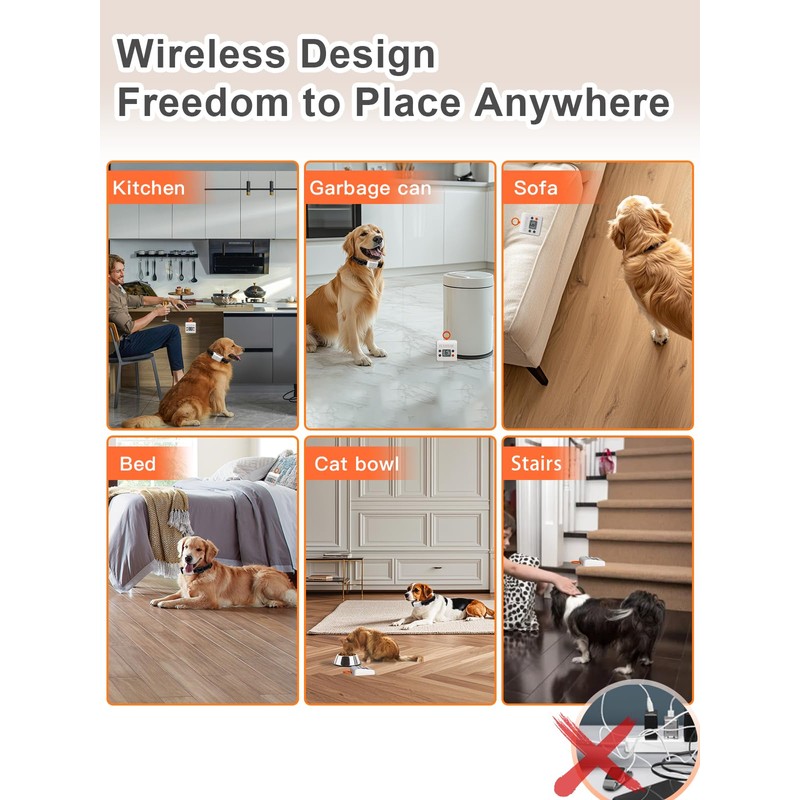 FLYSPEAR Wireless Pet Barrier - Rechargeable Indoor Barrier with 6