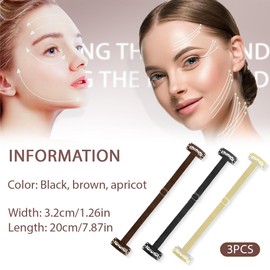 QOMJUFA 3 Pieces Face Lifting Tape Facelift Tape Tapes Face Lifting Band Facelift Bands with Clips Invisible Face Lift Tape for Chin, Face Neck and Eyes