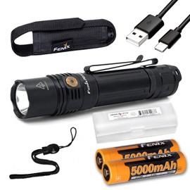 Fenix PD36R 1600 Lumen Type-C USB Rechargeable EDC Tactical Flashlight with Two ARB-L21-5000 and LumenTac Organizer