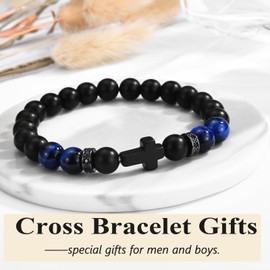 OAVOOK Baptism Gifts for Boys Catholic Cross Bracelet Christian Gift for Teen Boys Easter Teenage Stuffers