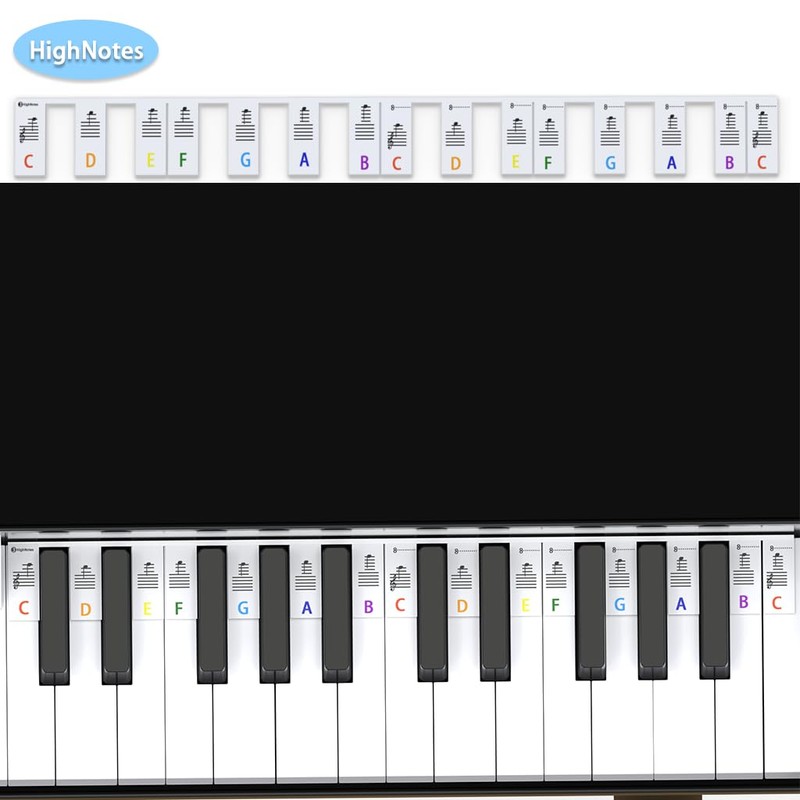 Piano Key Stickers for 88-Key Keyboard, Removable Silicone Labels with
