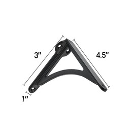 Khtumeware 100% Solid Brass Decorative Shelf Brackets, 4.5-inch Wall-Mounted Shelving Brackets, 2-Pack Matte Black Vintage Metal Shelf Bracket Victorian Wall Bracket.