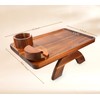 Couch Arm Table,DUBLEYONG,Acacia Wood Sofa Arm Tray with Couch Cup